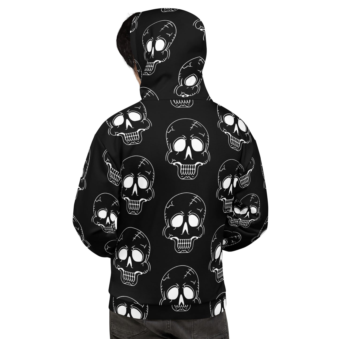 BLACK HAPPY SKULL UNISEX HOODIE