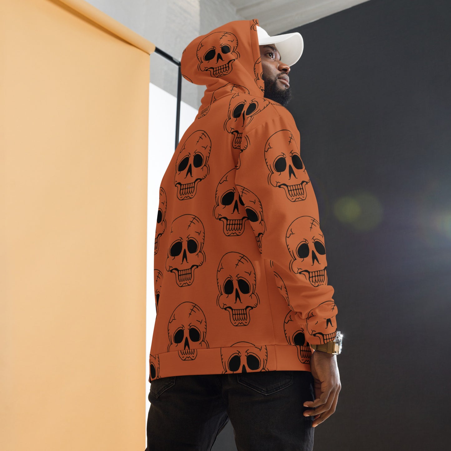 ORANGE HAPPY SKULL UNISEX HOODIE