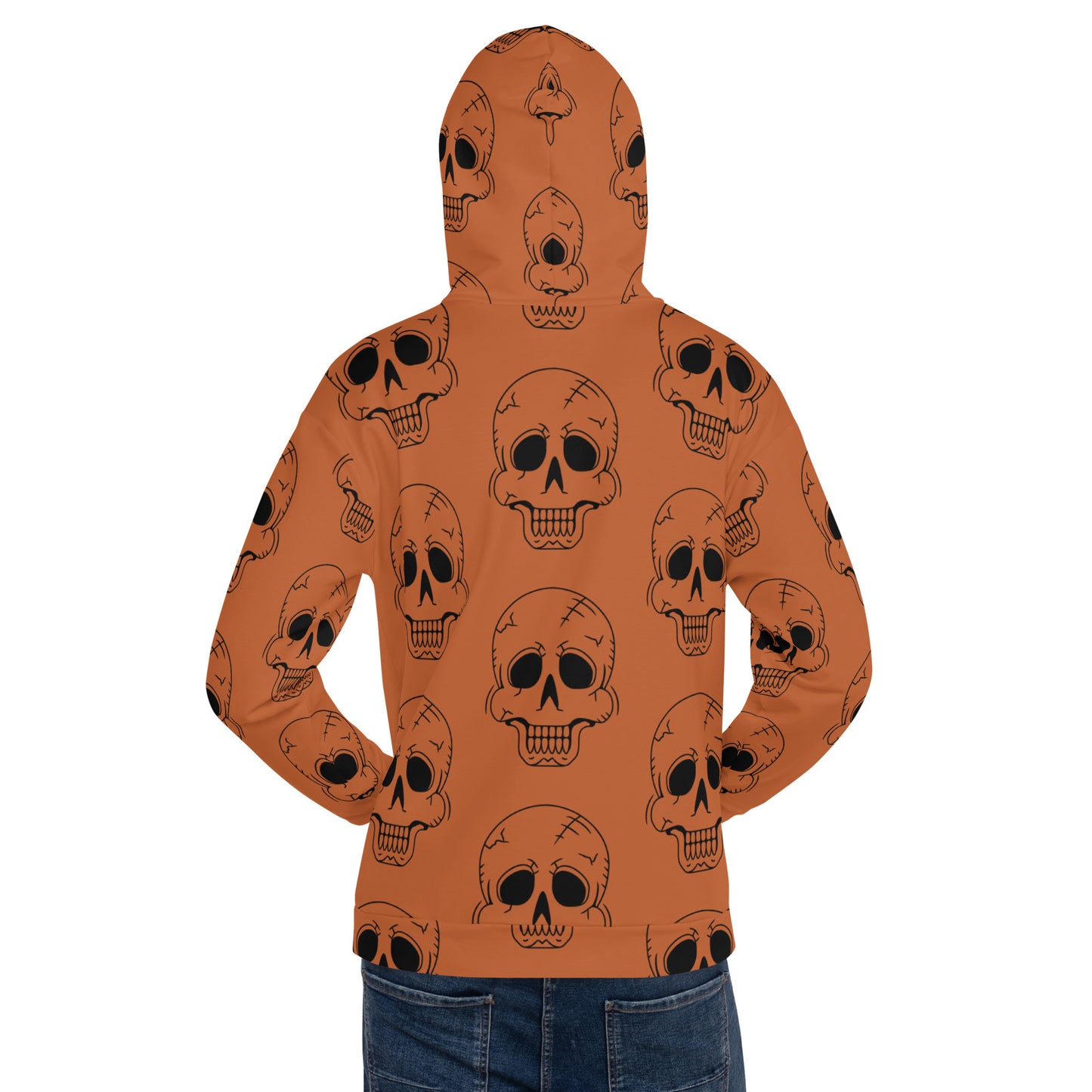 ORANGE HAPPY SKULL UNISEX HOODIE