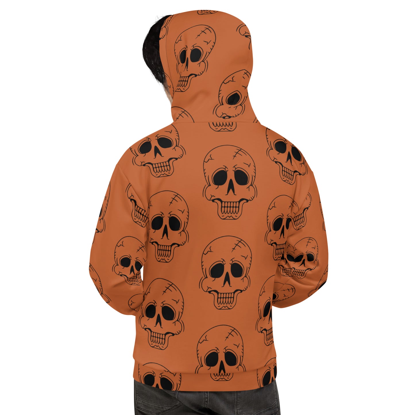 ORANGE HAPPY SKULL UNISEX HOODIE