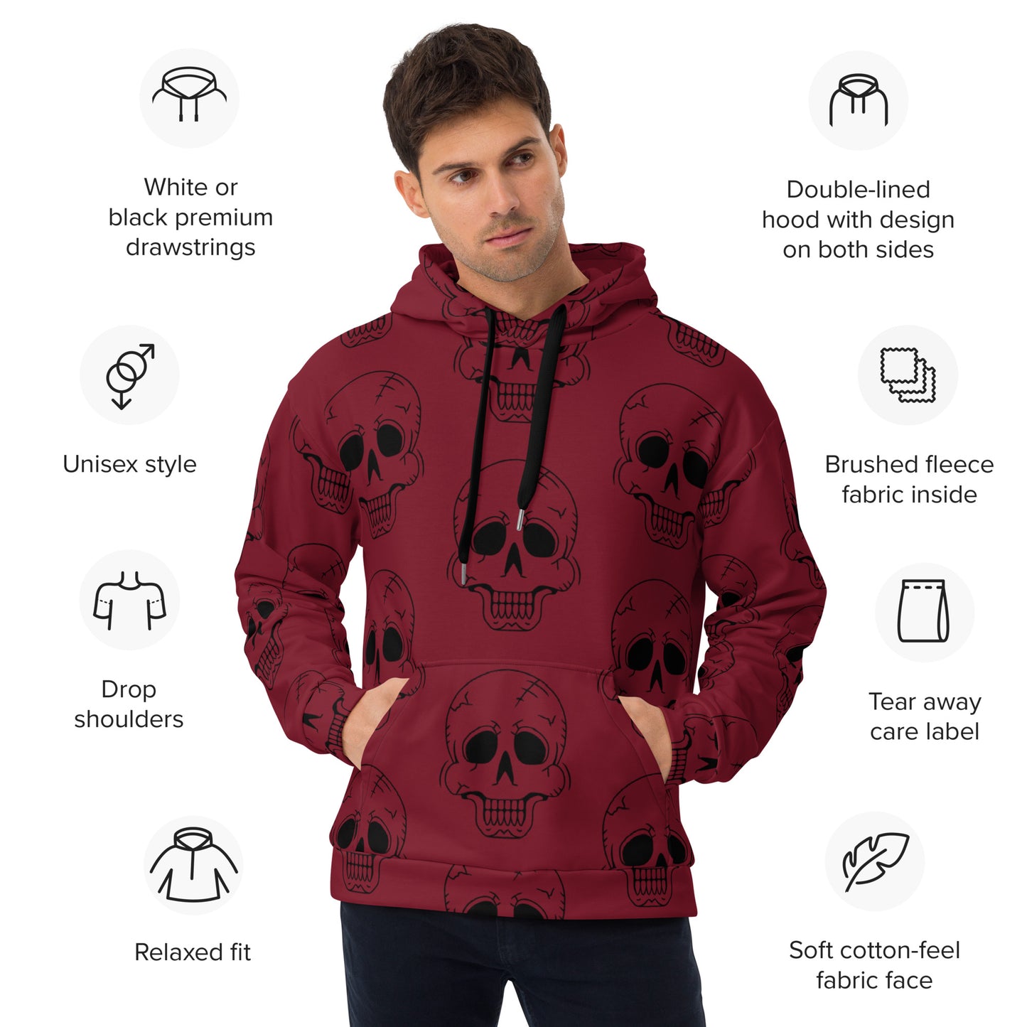 RED LAUGHING SKULL UNISEX HOODIE