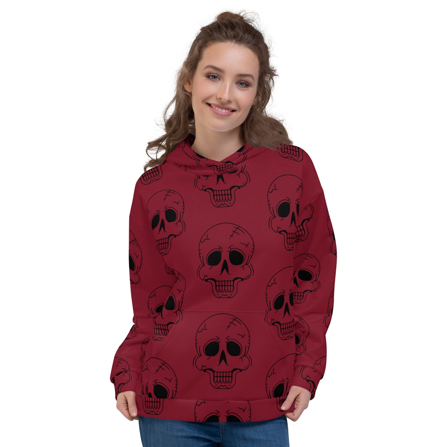 RED LAUGHING SKULL UNISEX HOODIE