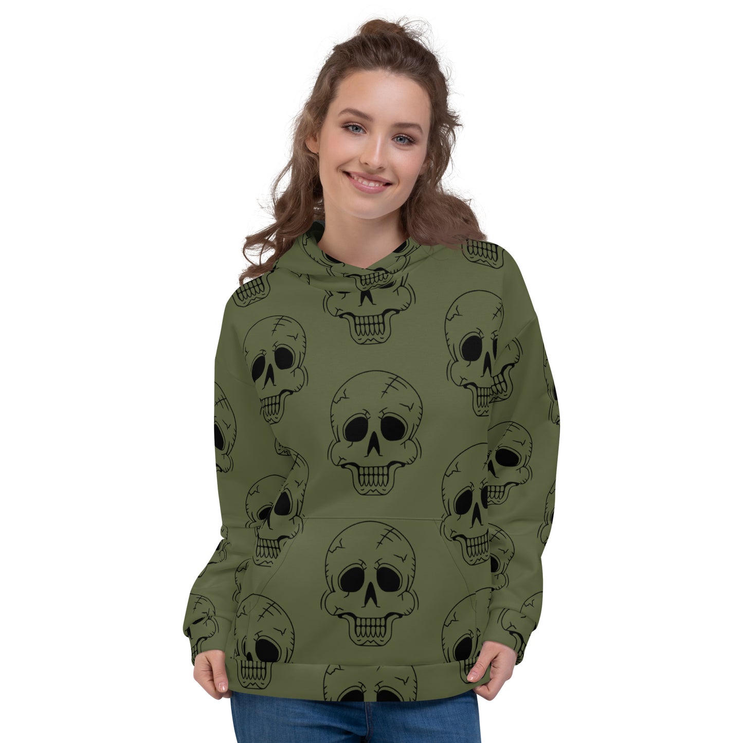 GREEN HAPPY SKULL UNISEX HOODIE