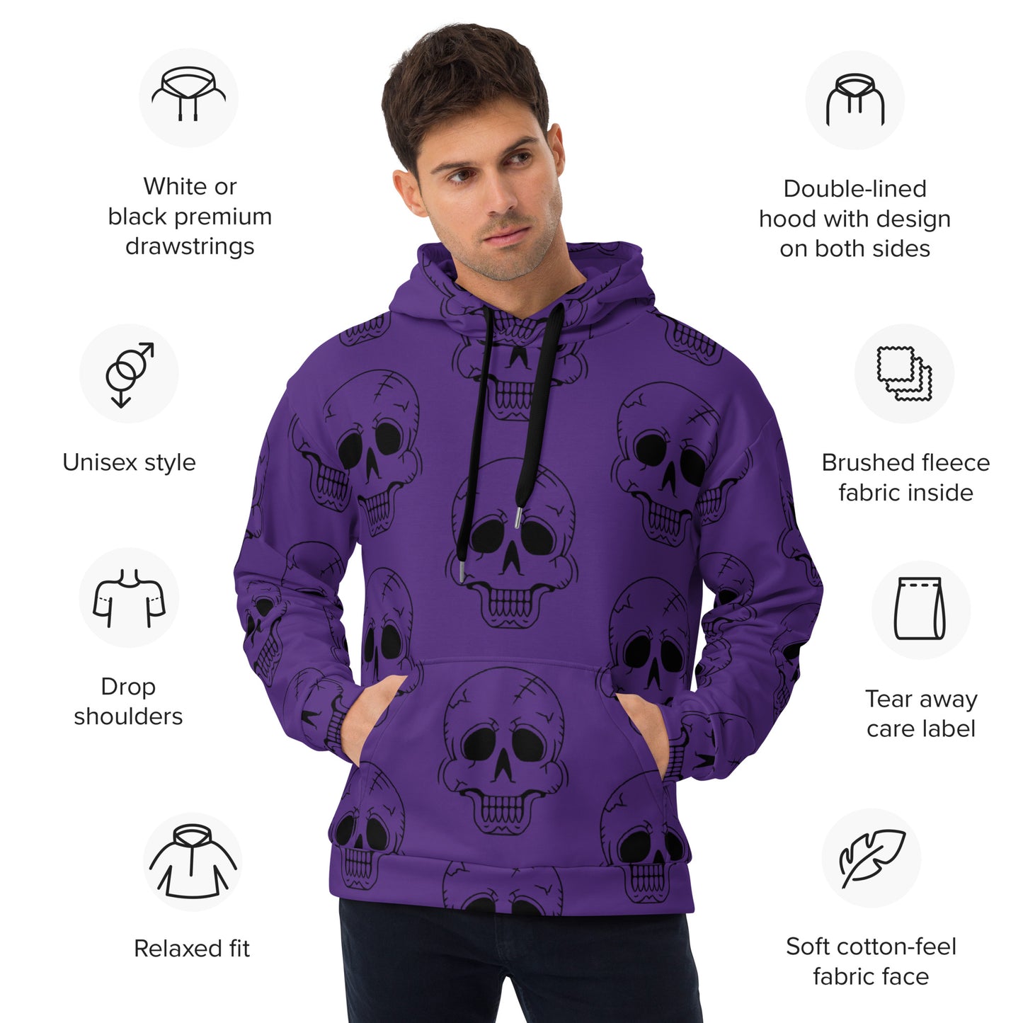 PURPLE HAPPY SKULL HOODIE