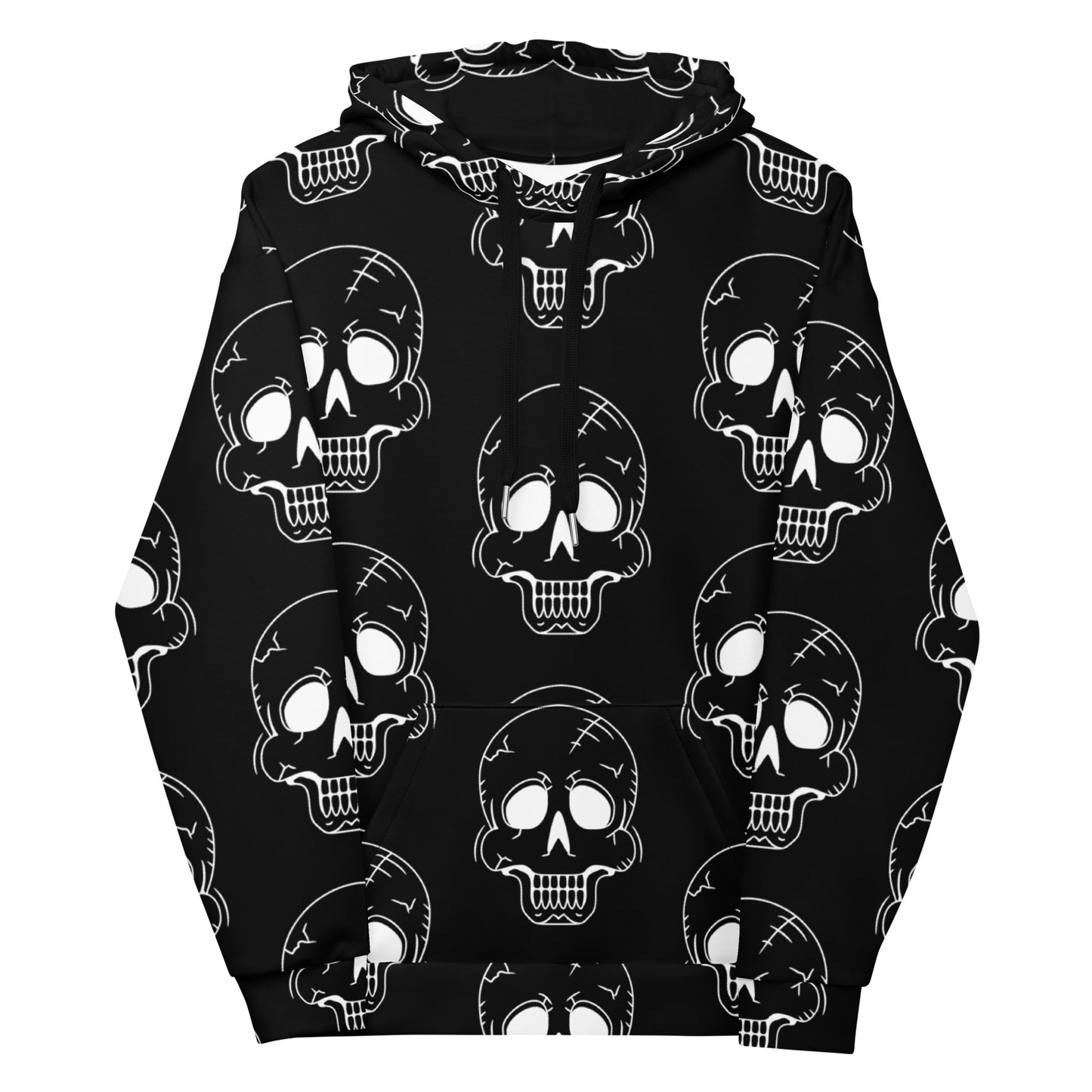 BLACK HAPPY SKULL UNISEX HOODIE