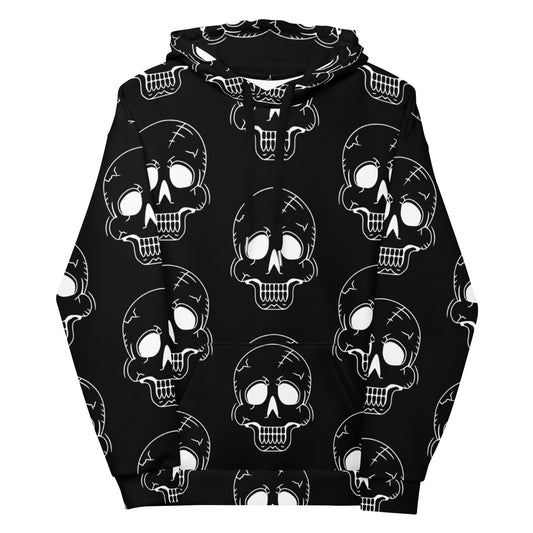 BLACK HAPPY SKULL UNISEX HOODIE