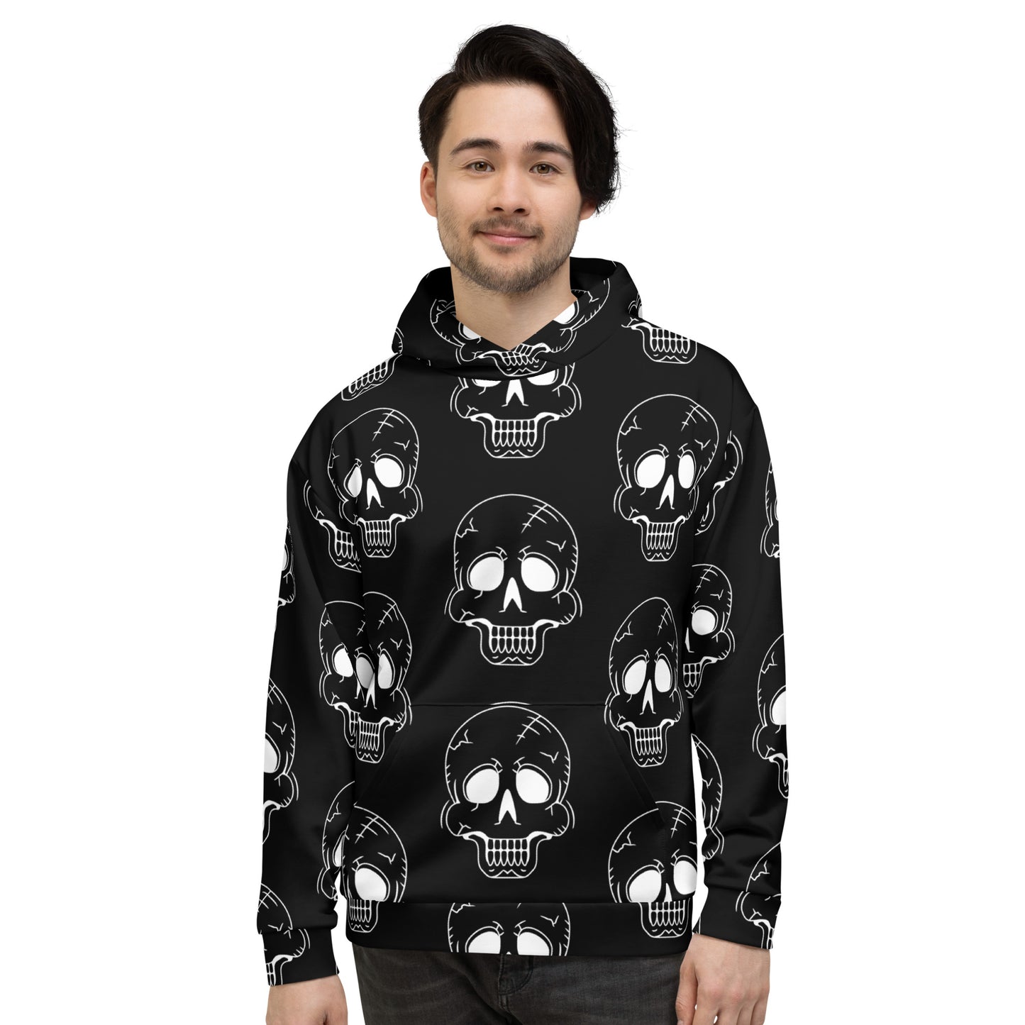 BLACK HAPPY SKULL UNISEX HOODIE