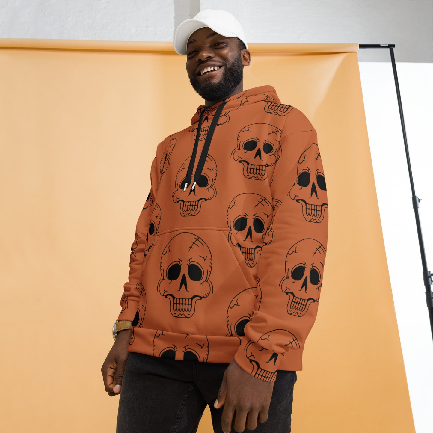ORANGE HAPPY SKULL UNISEX HOODIE