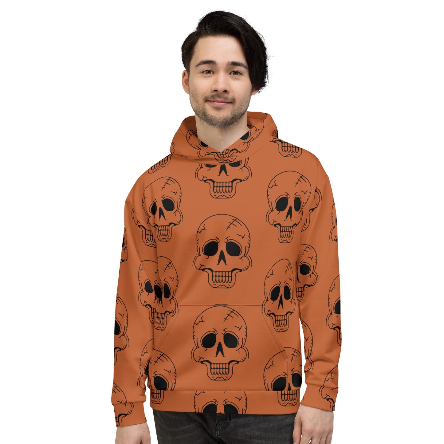 ORANGE HAPPY SKULL UNISEX HOODIE