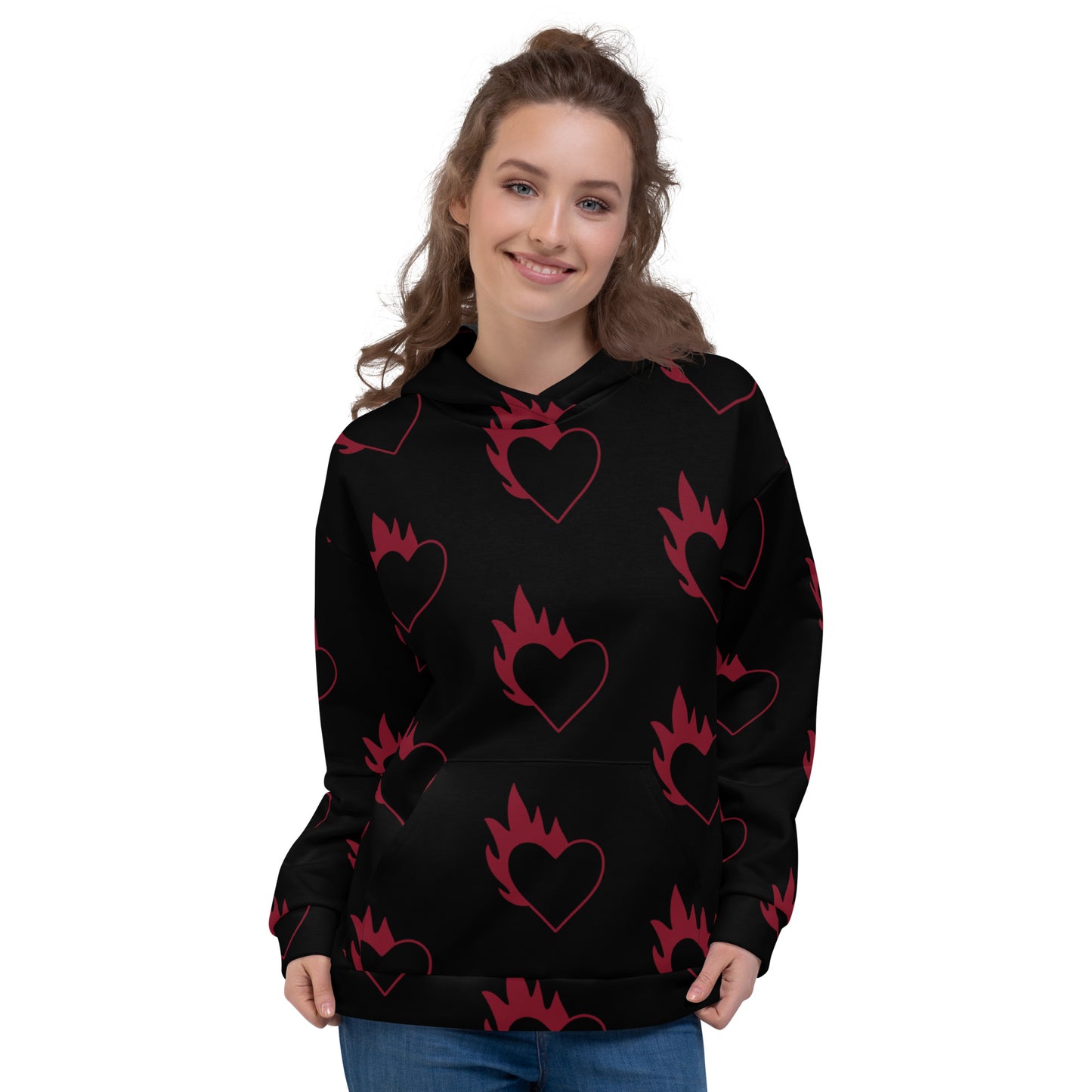 FLAMING HEART UNISEX HOODIE