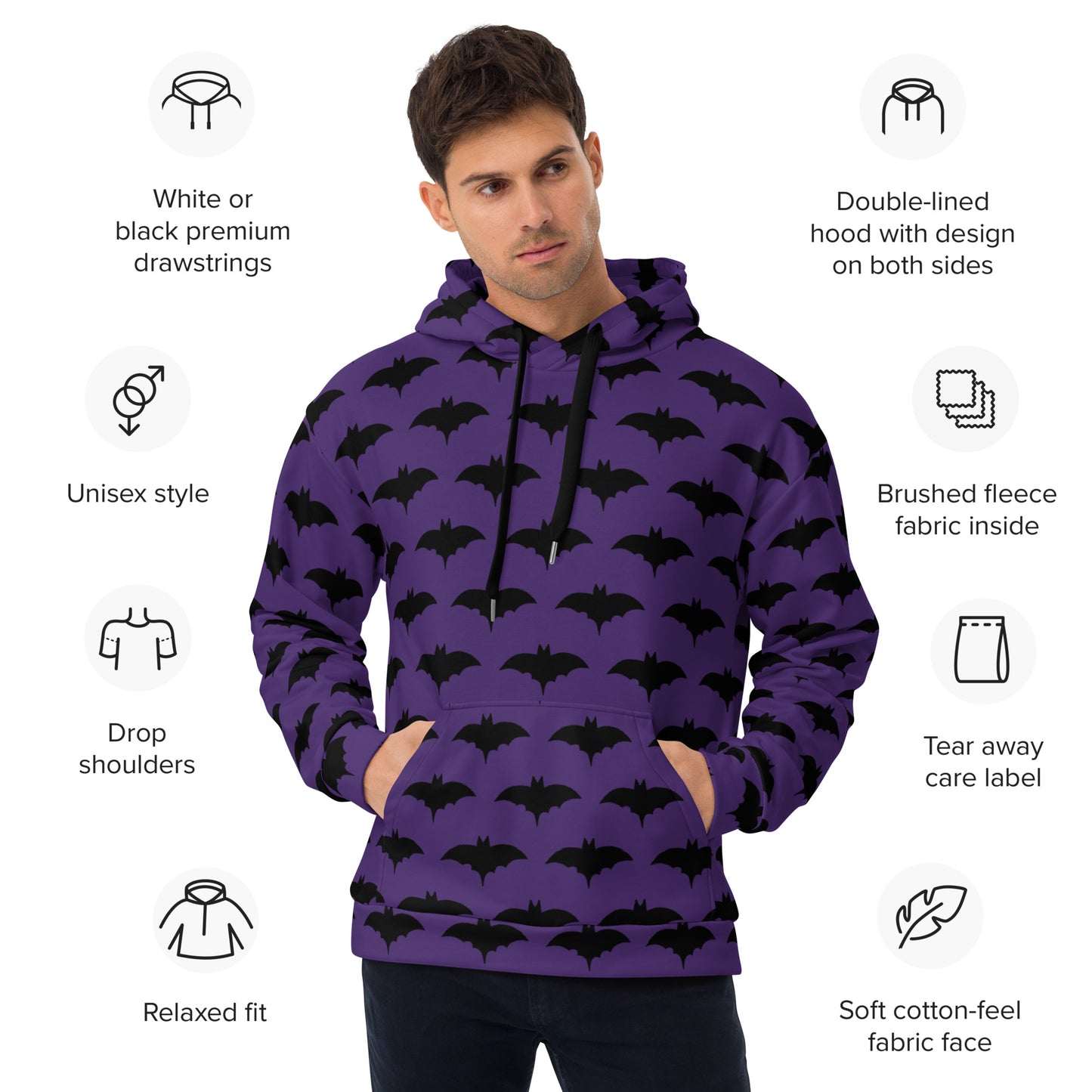 PURPLE BAT UNISEX HOODIE