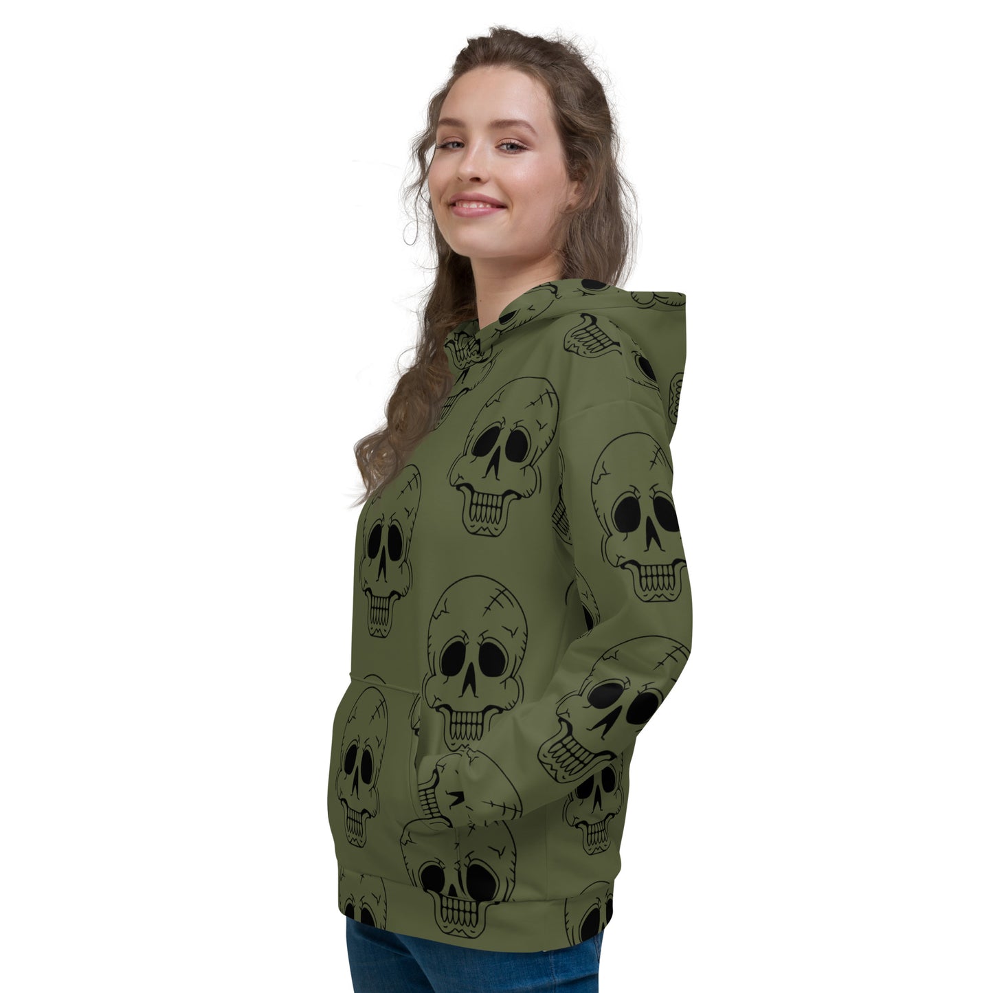 GREEN HAPPY SKULL UNISEX HOODIE