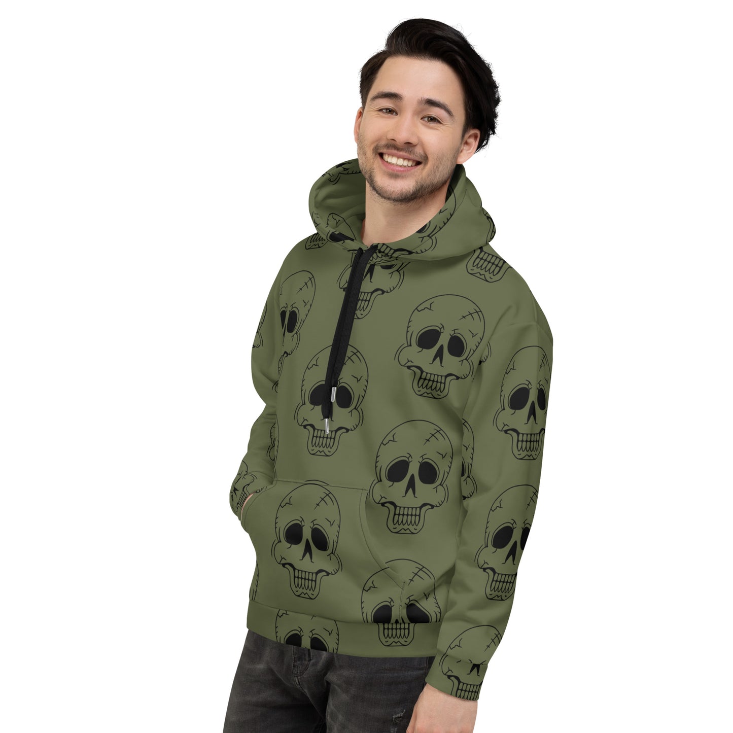 GREEN HAPPY SKULL UNISEX HOODIE