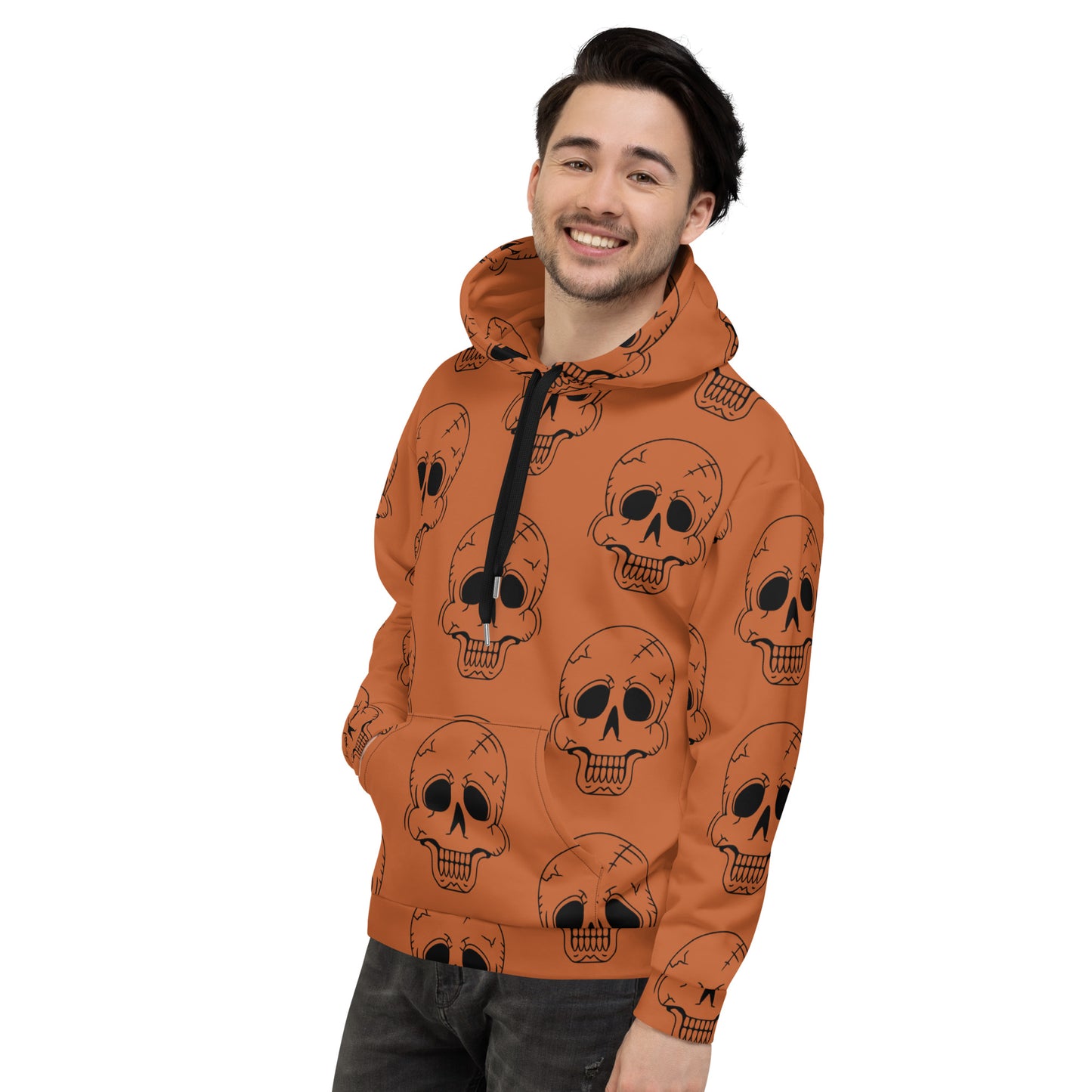 ORANGE HAPPY SKULL UNISEX HOODIE