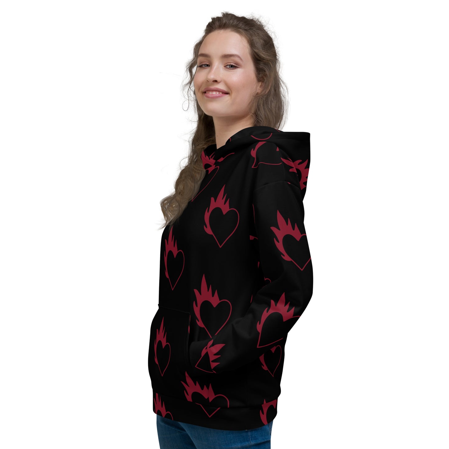 FLAMING HEART UNISEX HOODIE