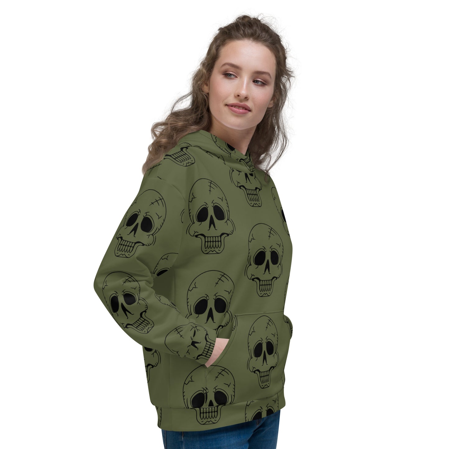 GREEN HAPPY SKULL UNISEX HOODIE