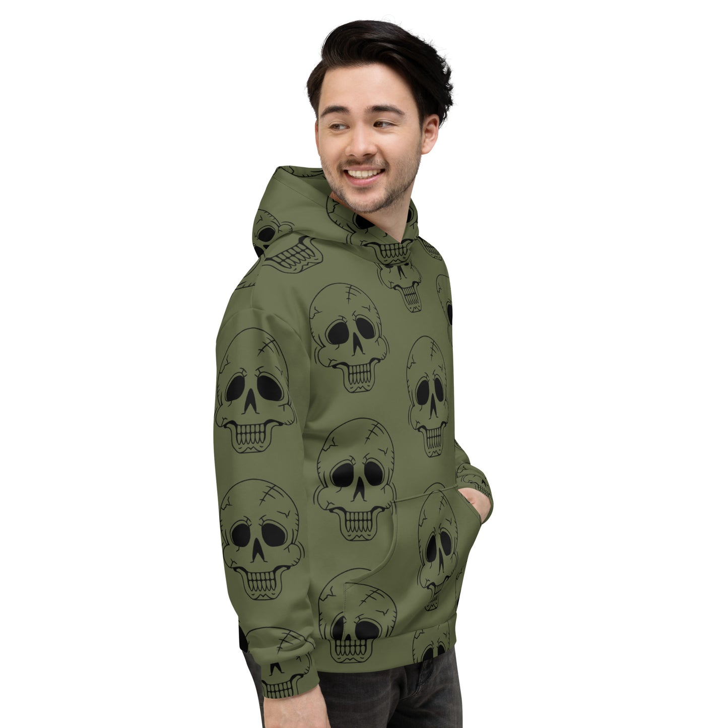 GREEN HAPPY SKULL UNISEX HOODIE