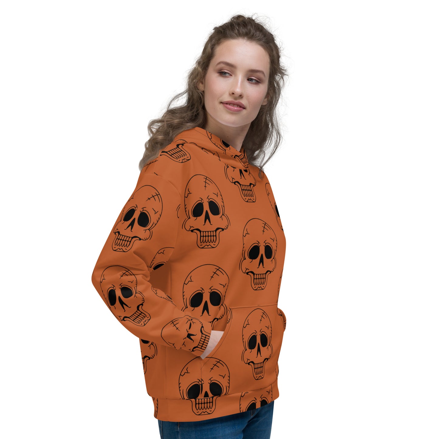 ORANGE HAPPY SKULL UNISEX HOODIE