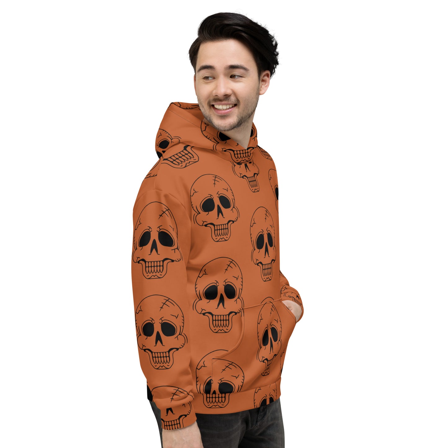 ORANGE HAPPY SKULL UNISEX HOODIE