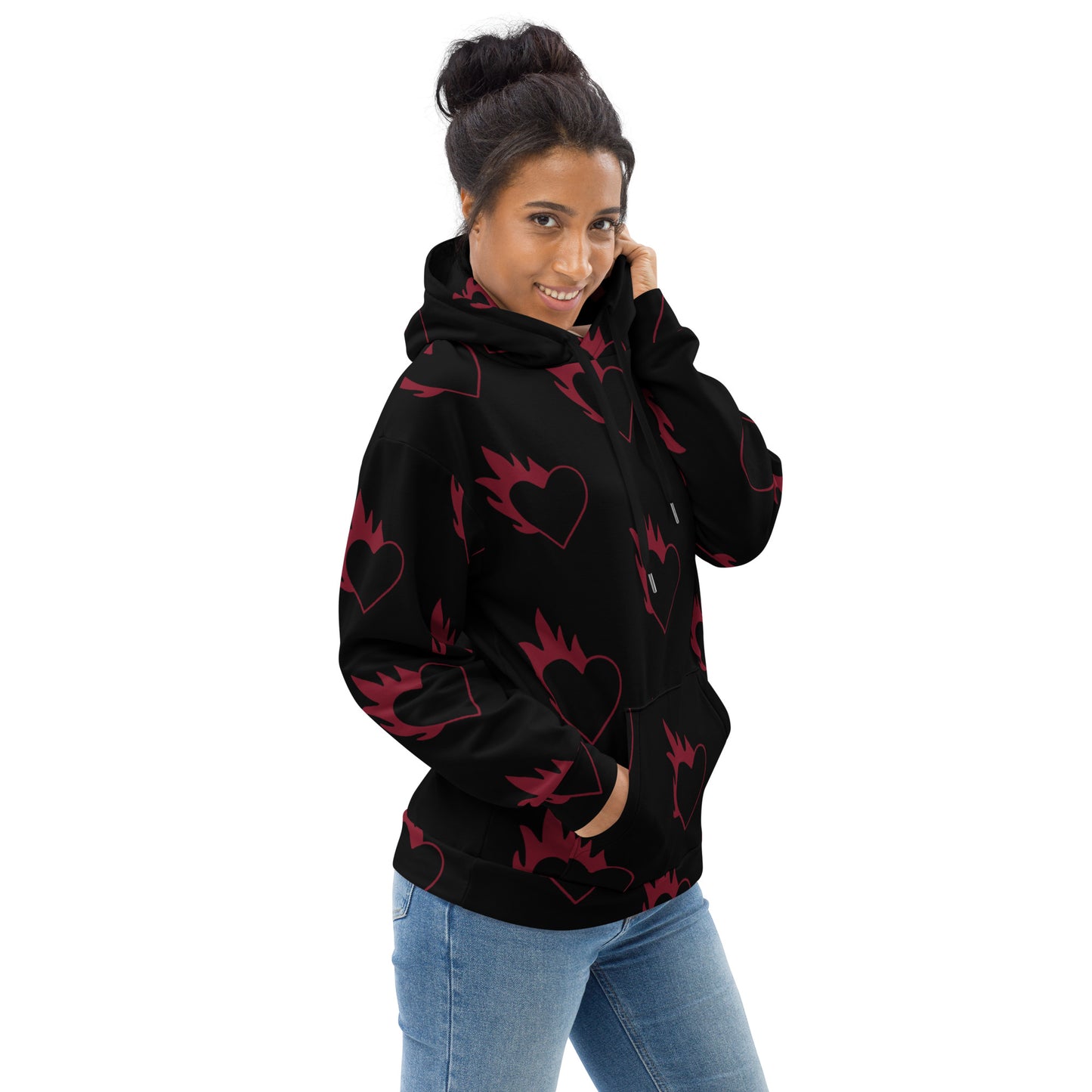 FLAMING HEART UNISEX HOODIE