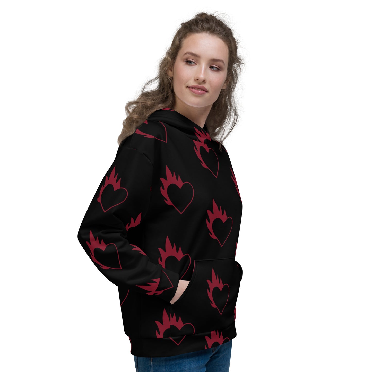 FLAMING HEART UNISEX HOODIE