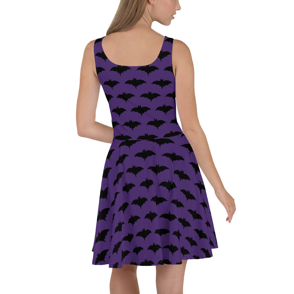 PURPLE BAT FLARED DRESS