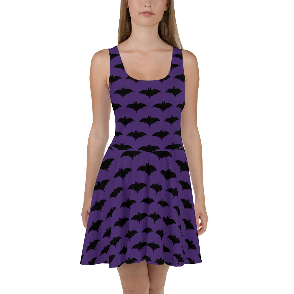PURPLE BAT FLARED DRESS