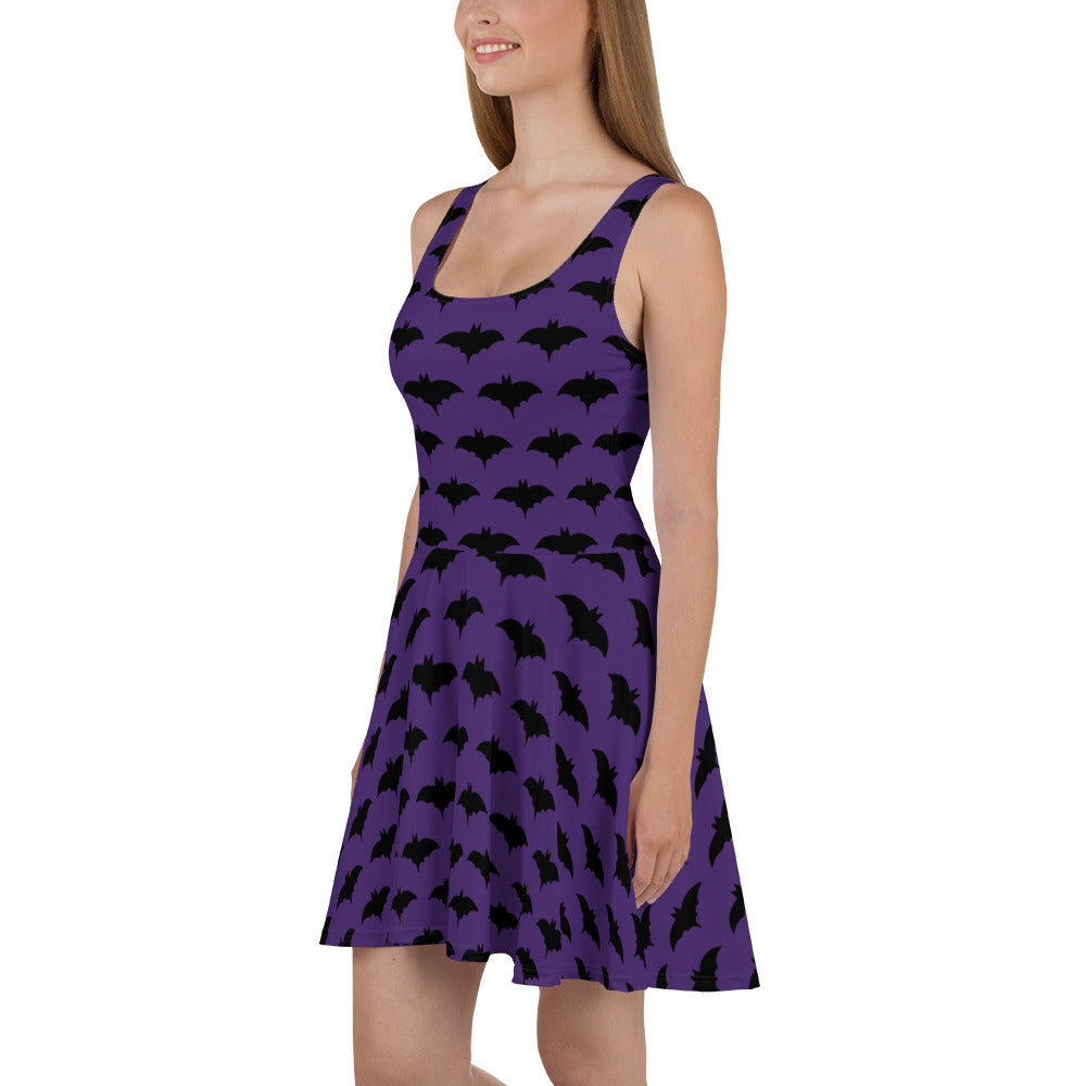 PURPLE BAT FLARED DRESS