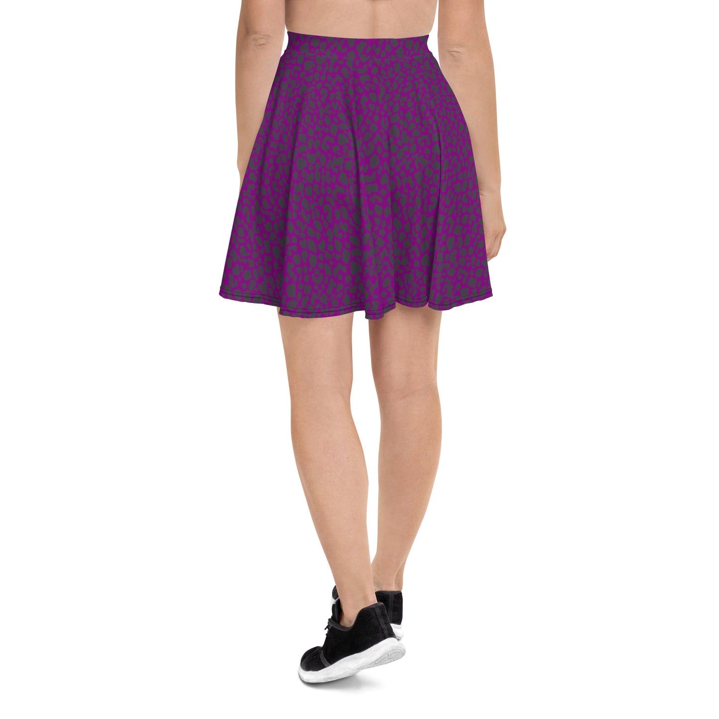 PURPLE LEOPARD FLARED MINI-SKIRT