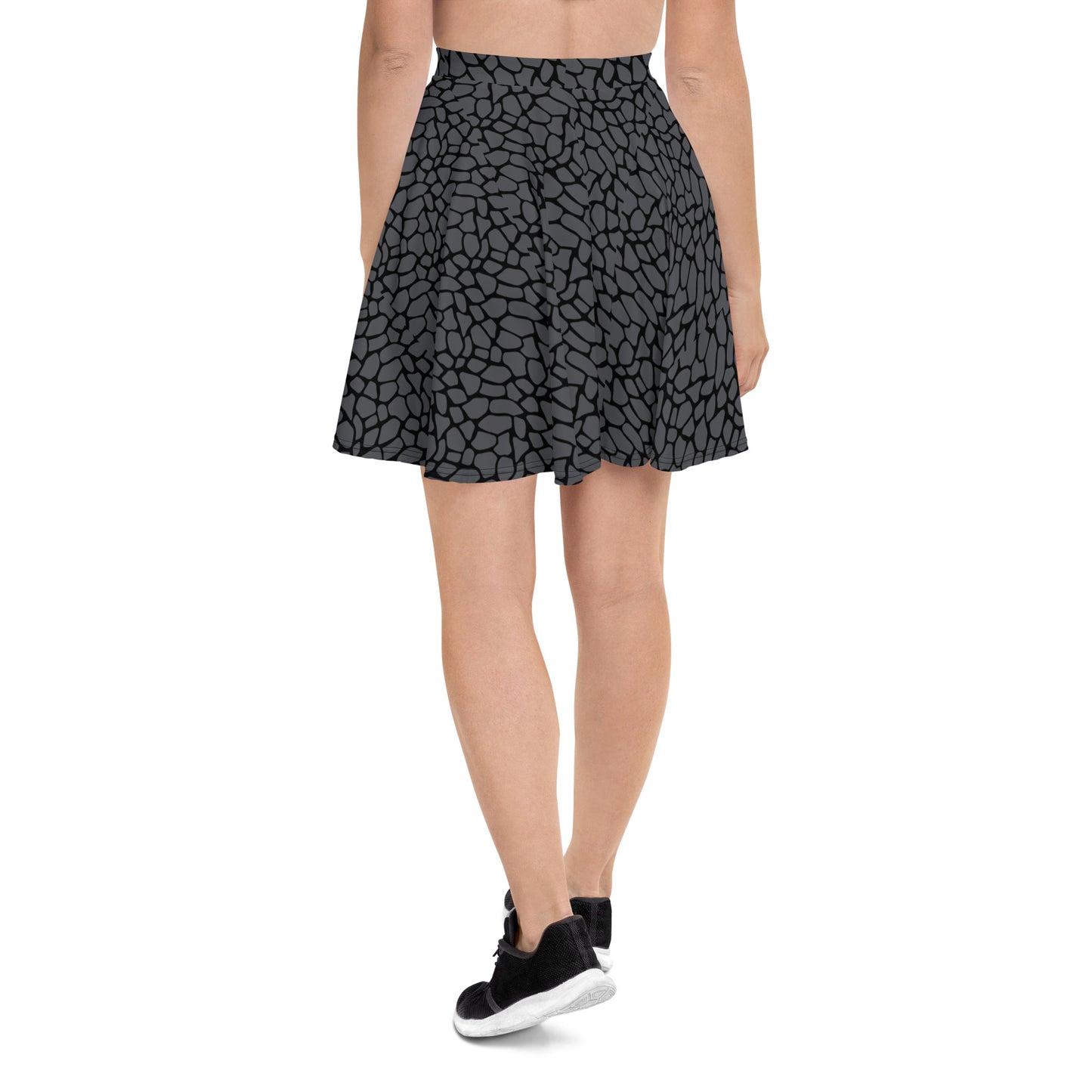 GRAY SNAKESKIN FLARED MINI-SKIRT