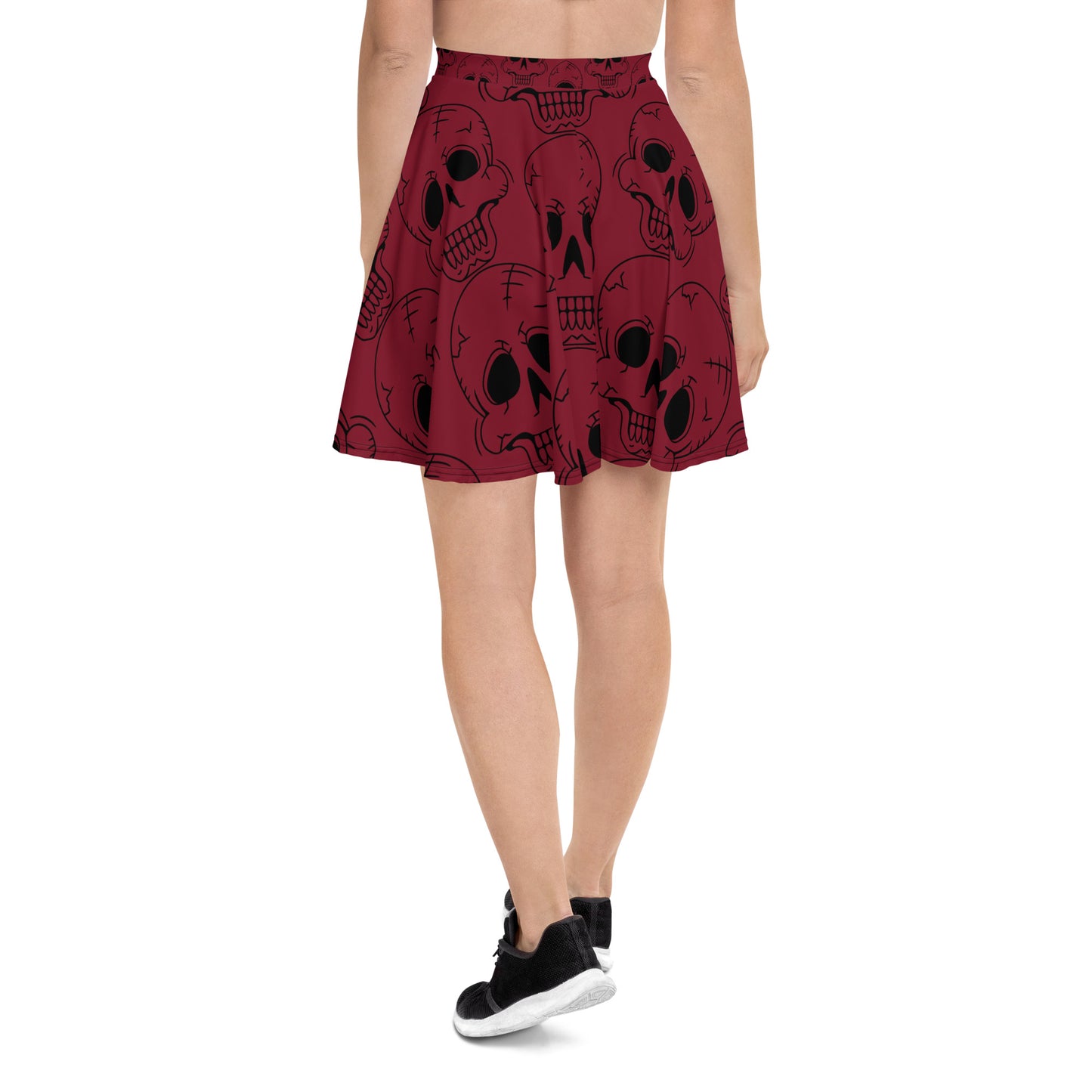RED LAUGHING SKULL FLARED MINI-SKIRT