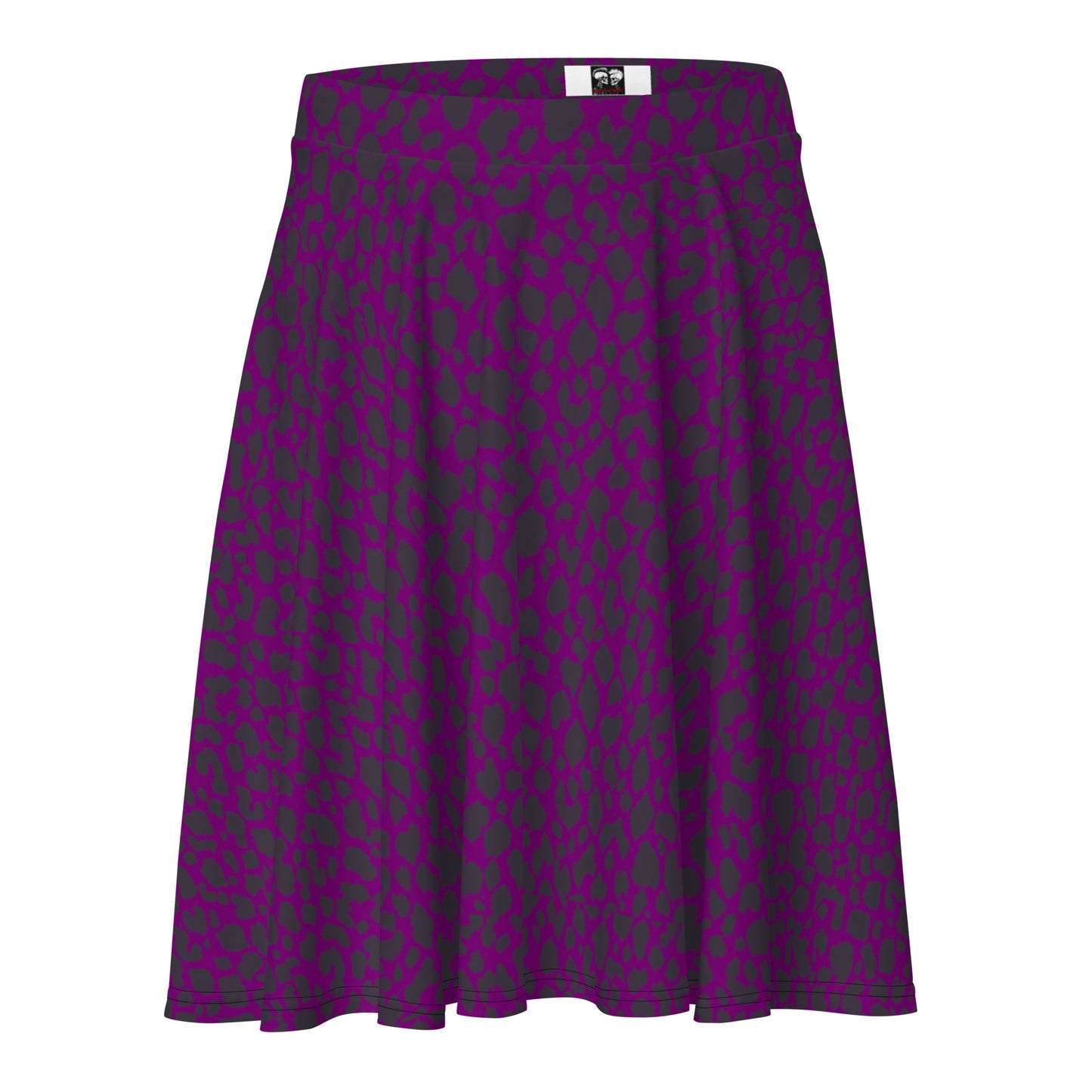 PURPLE LEOPARD FLARED MINI-SKIRT