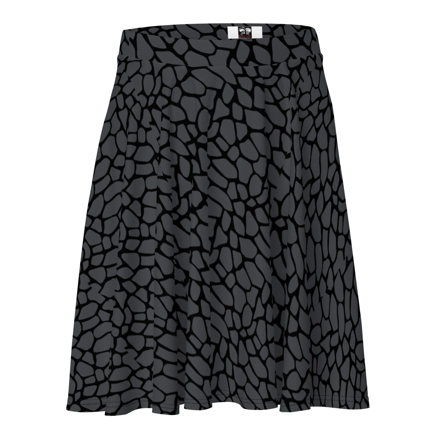GRAY SNAKESKIN FLARED MINI-SKIRT