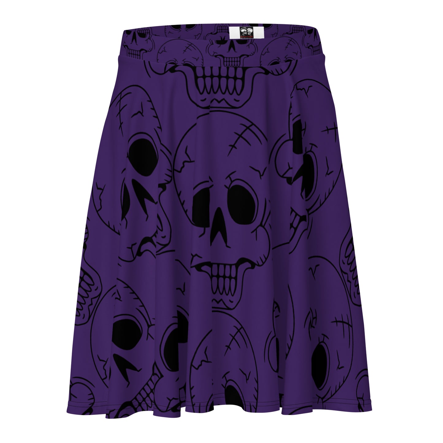 PURPLE LAUGHING SKULL FLARED MIN-SKIRT