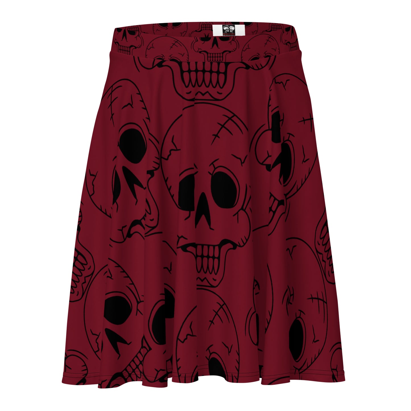 RED LAUGHING SKULL FLARED MINI-SKIRT