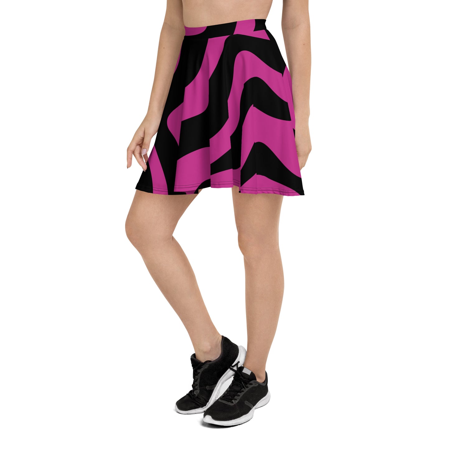 PINK & BLACK FLARED MINI-SKIRT