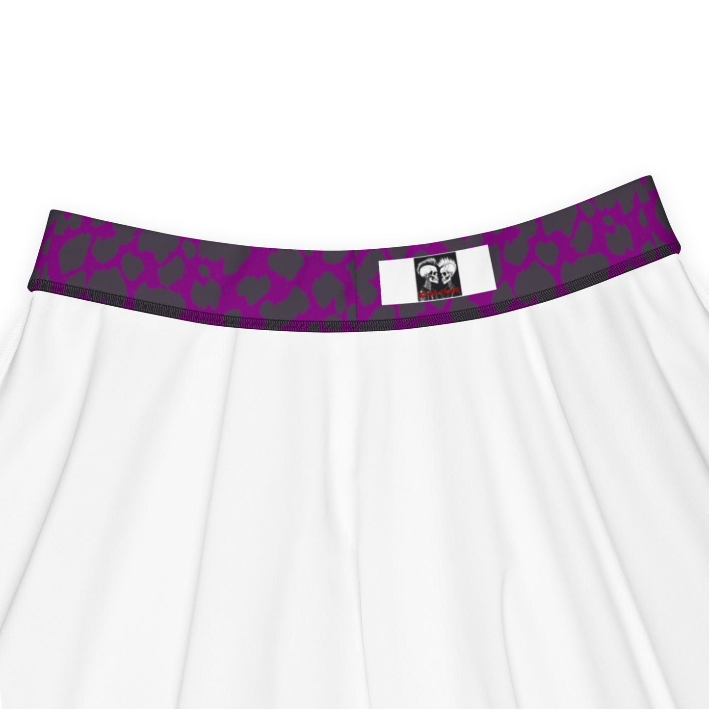 PURPLE LEOPARD FLARED MINI-SKIRT