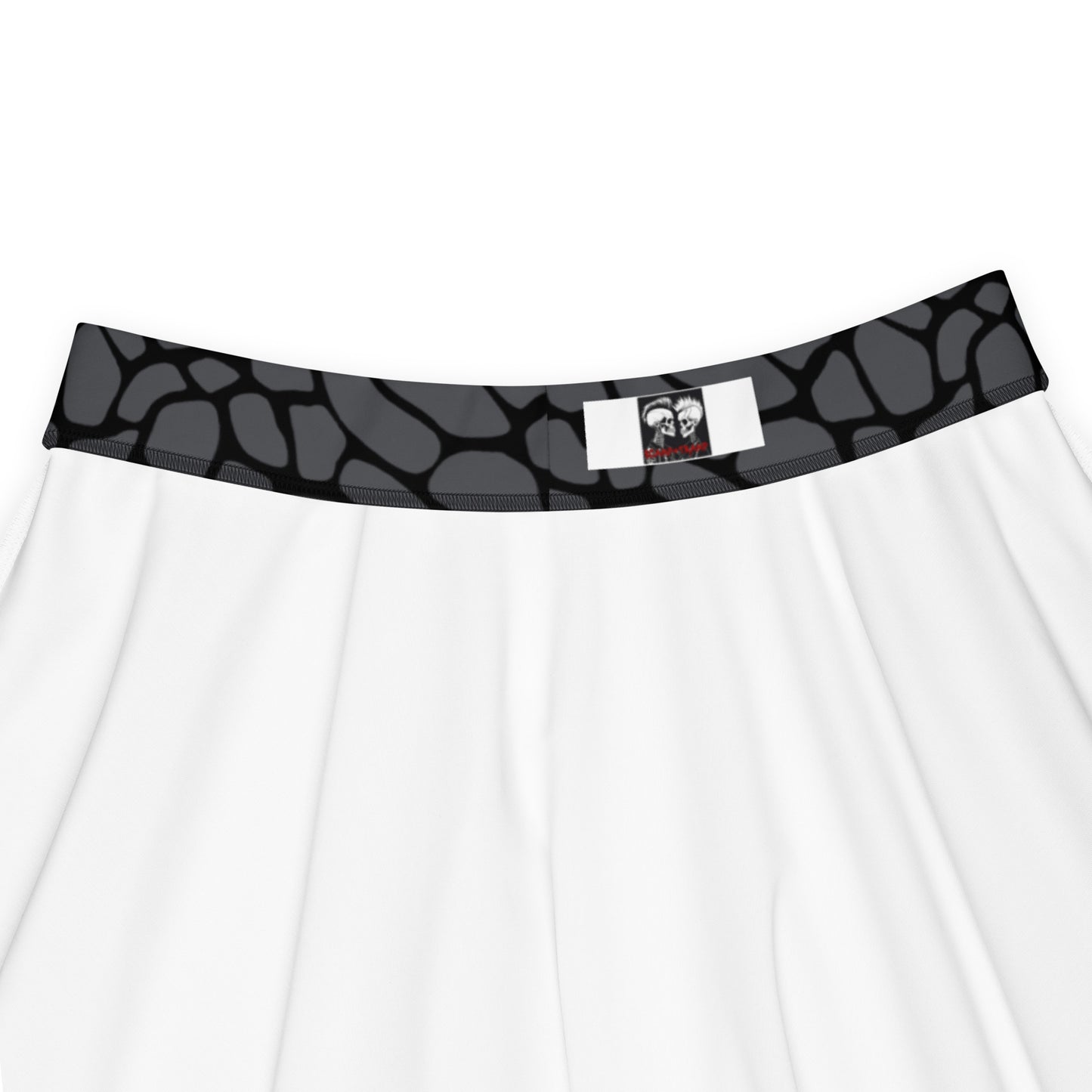 GRAY SNAKESKIN FLARED MINI-SKIRT