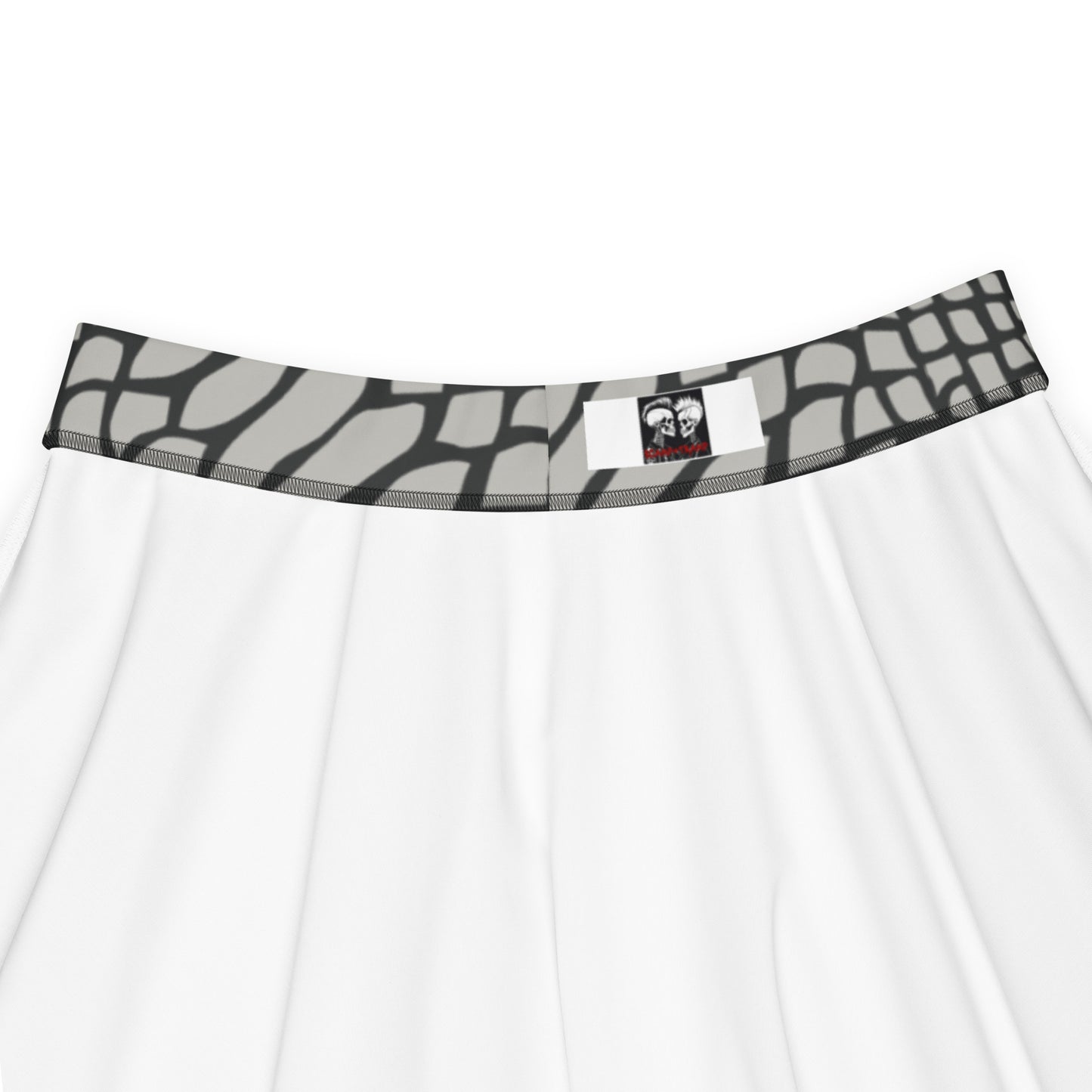 LIGHT GRAY SNAKESKIN FLARED MINI-SKIRT