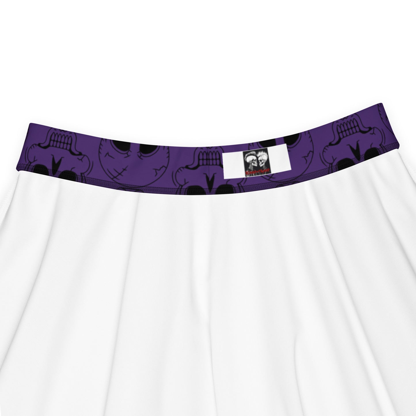 PURPLE LAUGHING SKULL FLARED MIN-SKIRT