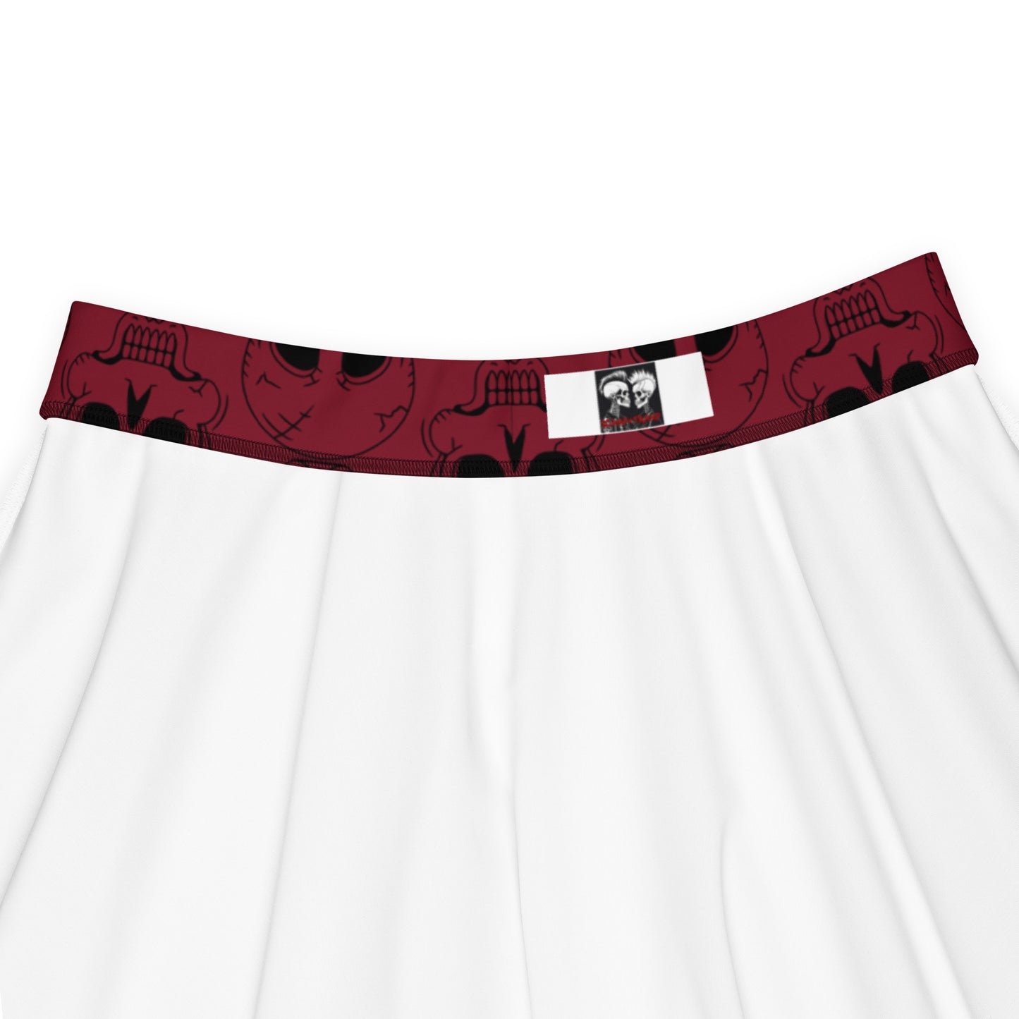 RED LAUGHING SKULL FLARED MINI-SKIRT