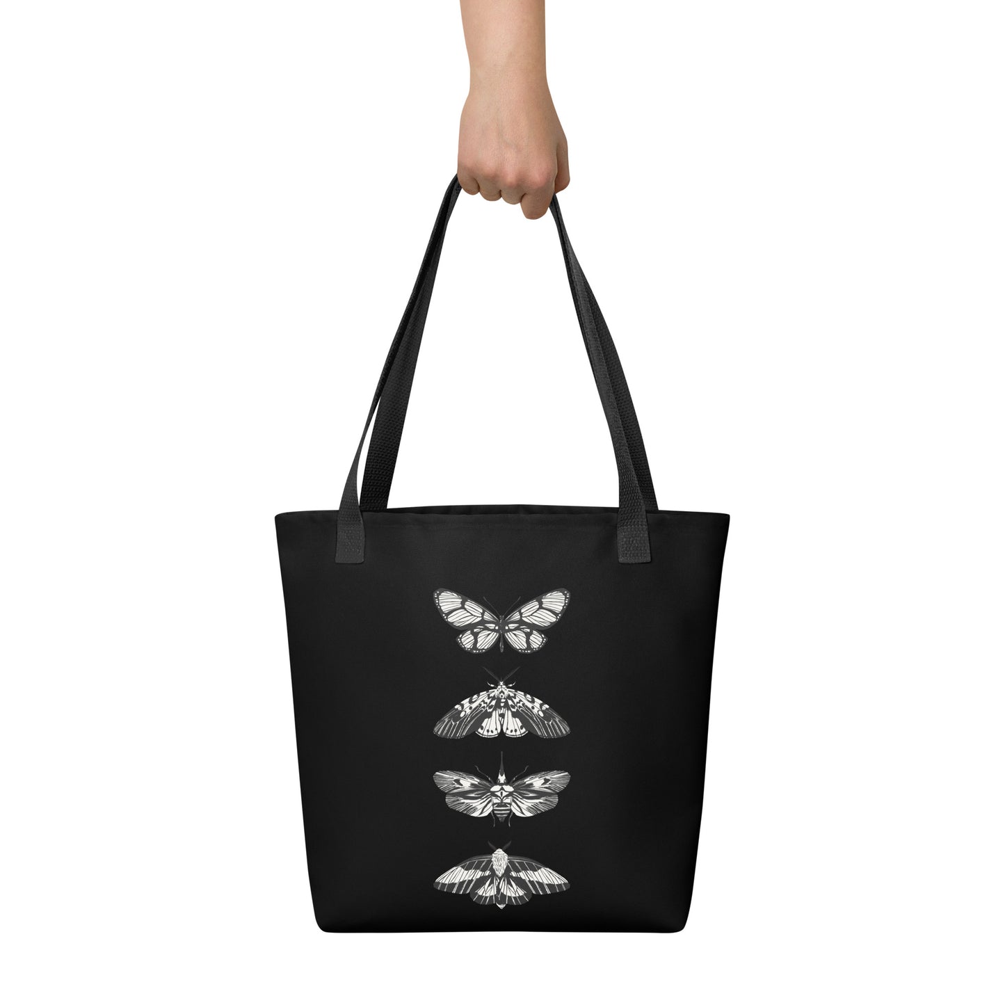 B&W MOTHS TOTE BAG