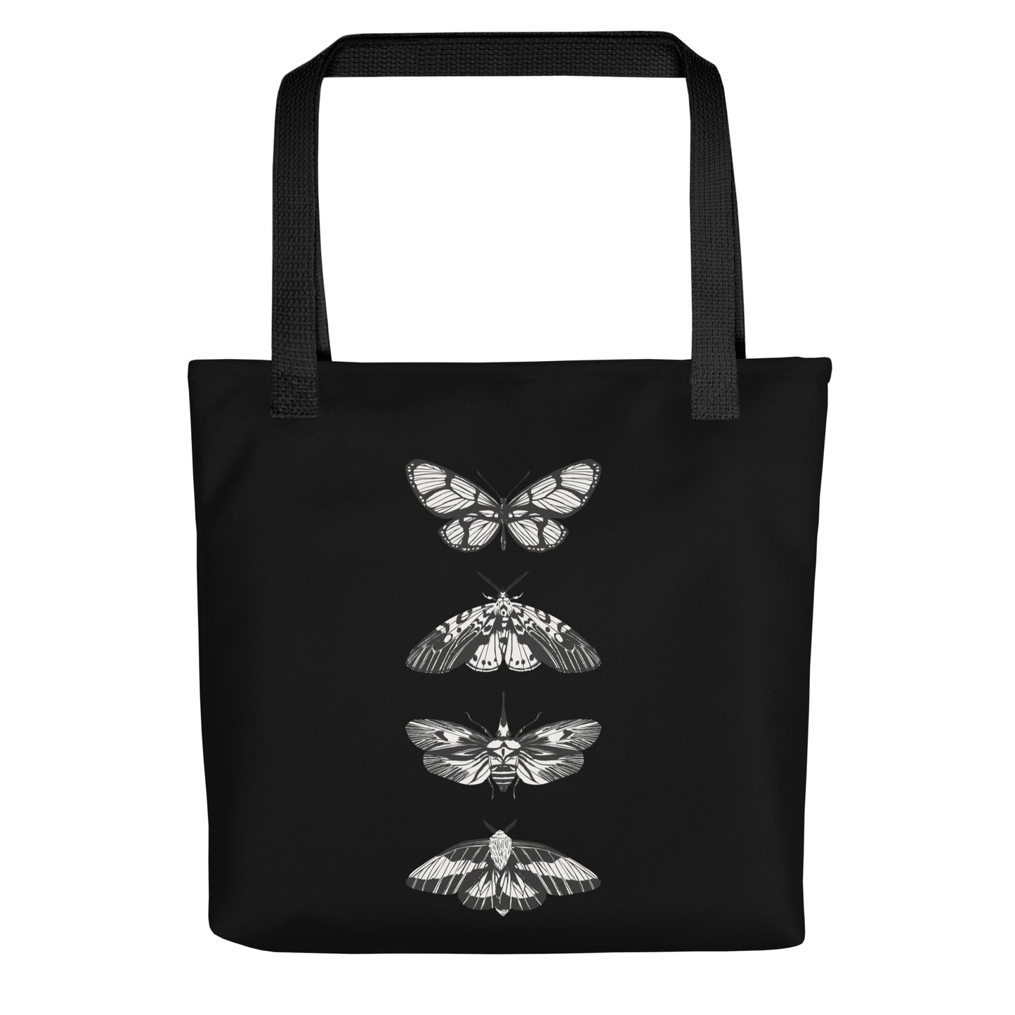 B&W MOTHS TOTE BAG