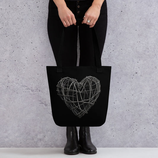 BARBED WIRE HEART TOTE BAG