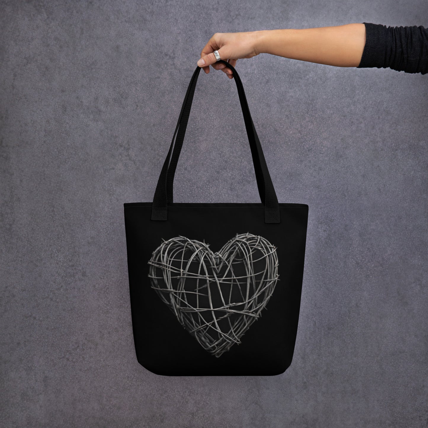 BARBED WIRE HEART TOTE BAG