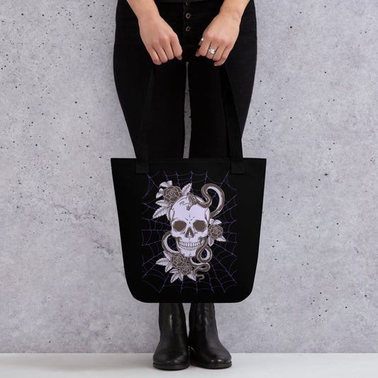 PURPLE SKULL & SNAKE TOTE BAG