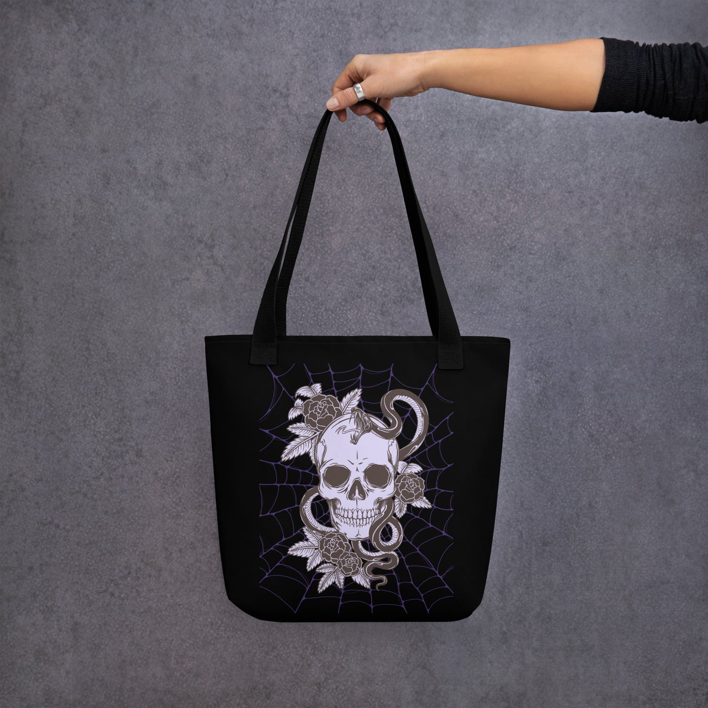 PURPLE SKULL & SNAKE TOTE BAG