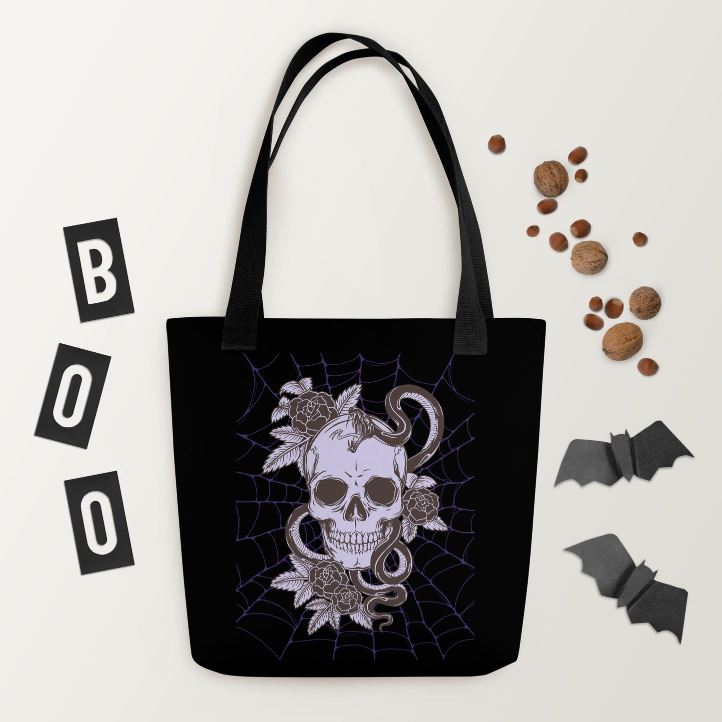 PURPLE SKULL & SNAKE TOTE BAG