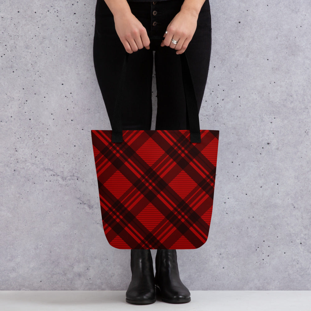 RED PLAID TOTE BAG