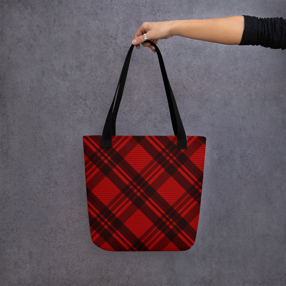 RED PLAID TOTE BAG